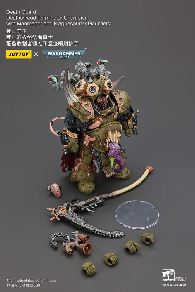 Warhammer 40k Actionfigur 1/18 Death Guard Deathshroud Terminator Championwith Manreaper and Plaguespurter Gauntlets 14 cm Image 2