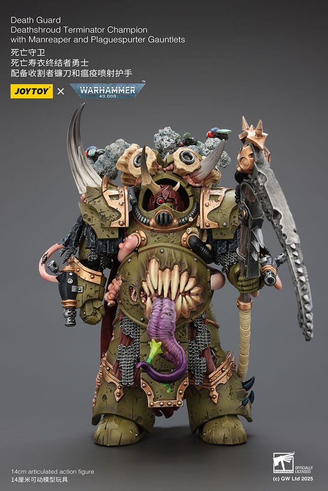 Warhammer 40k Actionfigur 1/18 Death Guard Deathshroud Terminator Championwith Manreaper and Plaguespurter Gauntlets 14 cm Image 5