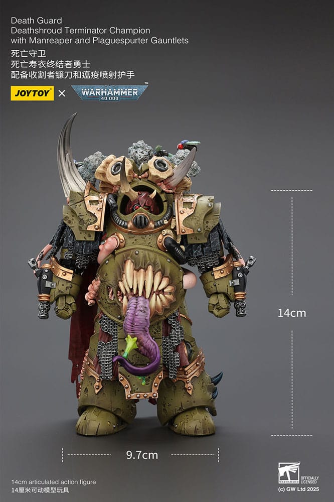 Warhammer 40k Actionfigur 1/18 Death Guard Deathshroud Terminator Championwith Manreaper and Plaguespurter Gauntlets 14 cm Image 7