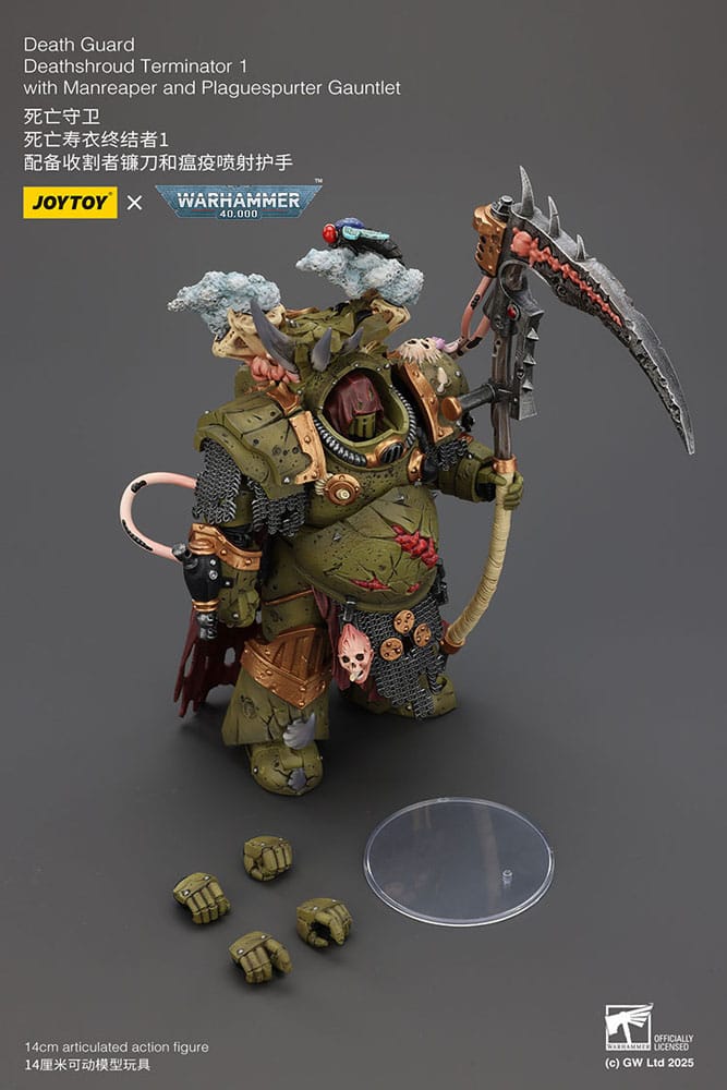 Warhammer 40k Actionfigur 1/18 Death Guard Deathshroud Terminator 1 with Manreaper and Plaguespurter Gauntlet 14 cm Image 3