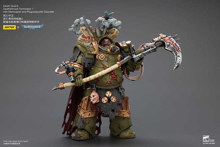Warhammer 40k Actionfigur 1/18 Death Guard Deathshroud Terminator 1 with Manreaper and Plaguespurter Gauntlet 14 cm Image 4