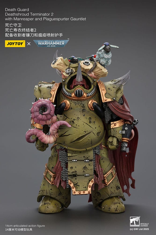 Warhammer 40k Actionfigur 1/18 Death Guard Deathshroud Terminator 2 with Manreaper and Plaguespurter Gauntlet 14 cm Image 2