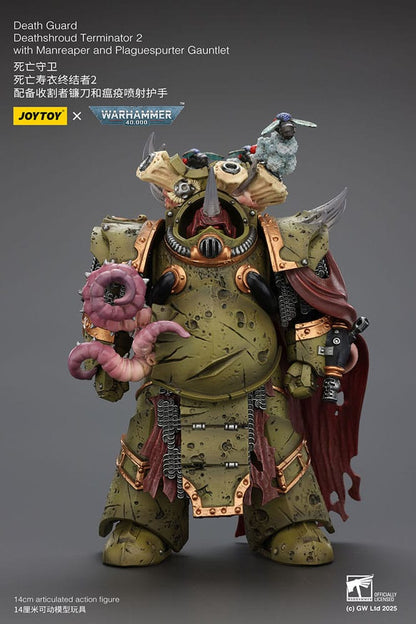 Warhammer 40k Actionfigur 1/18 Death Guard Deathshroud Terminator 2 with Manreaper and Plaguespurter Gauntlet 14 cm Image 2