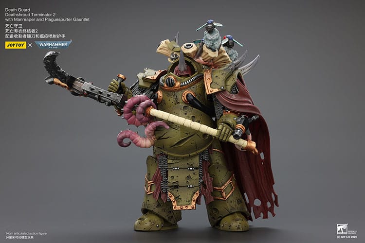 Warhammer 40k Actionfigur 1/18 Death Guard Deathshroud Terminator 2 with Manreaper and Plaguespurter Gauntlet 14 cm Image 3