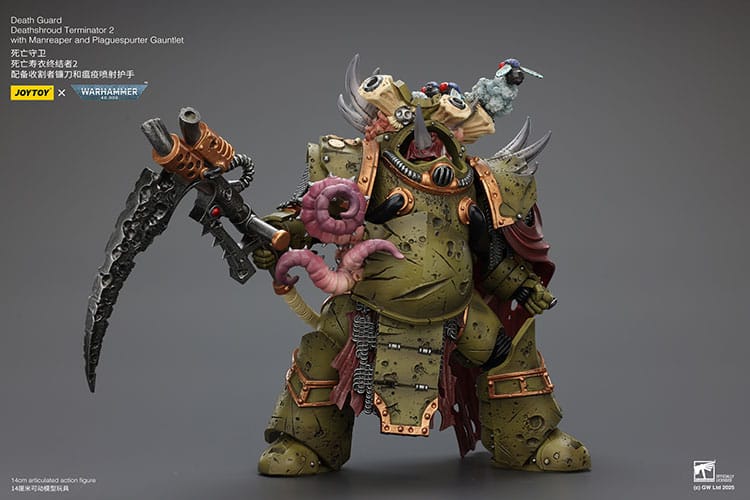 Warhammer 40k Actionfigur 1/18 Death Guard Deathshroud Terminator 2 with Manreaper and Plaguespurter Gauntlet 14 cm Image 6