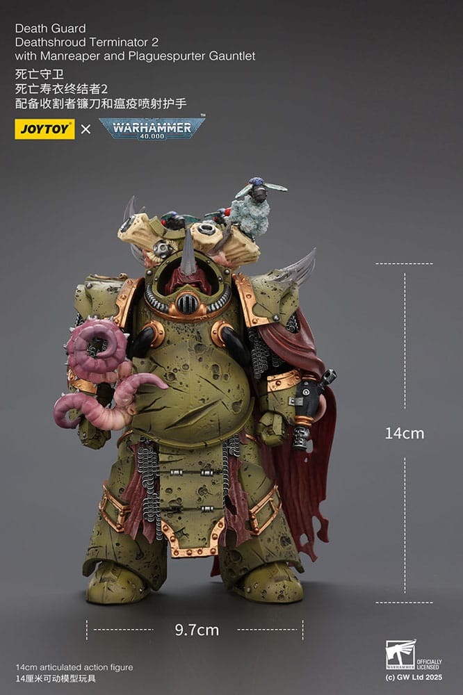 Warhammer 40k Actionfigur 1/18 Death Guard Deathshroud Terminator 2 with Manreaper and Plaguespurter Gauntlet 14 cm Image 7