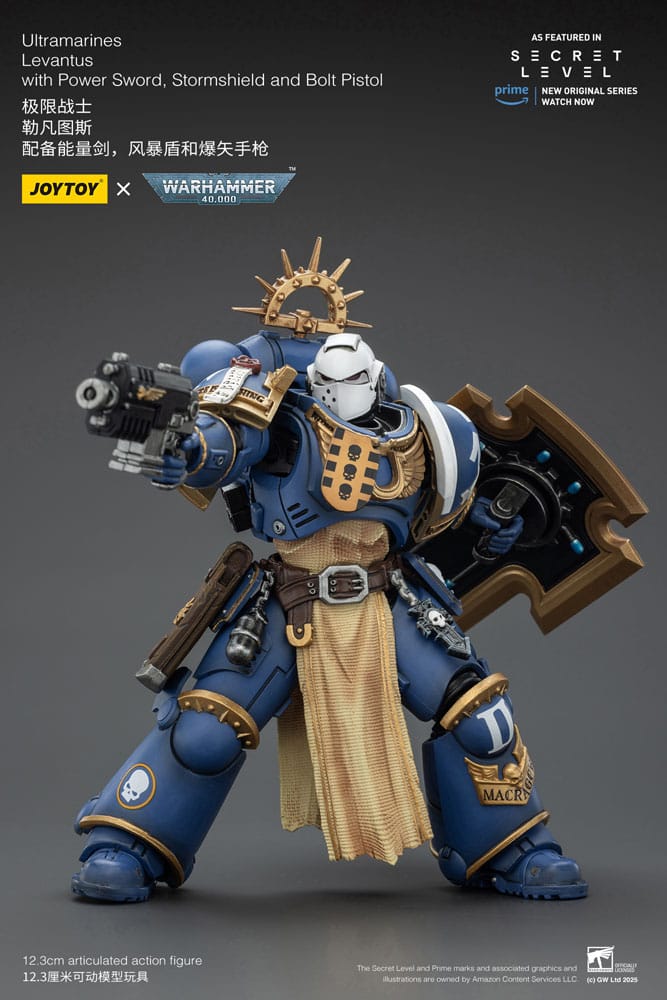 Warhammer 40,000 Actionfigur Ultramarines Levantus with Power Sword, Stormshield and Bolt Pistol 13 cm Image 3