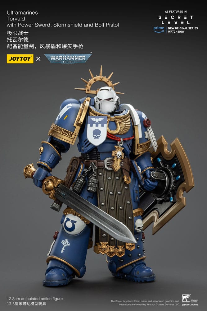 Warhammer 40,000 Actionfigur Ultramarines Torvald with Power Sword, Stormshield and Bolt Pistol 13 cm Image 6