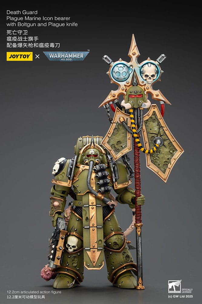 Warhammer 40,000 Actionfigur Death Guard Plague Marine Icon bearer with Boltgun and Plague knife 12 cm Image 2
