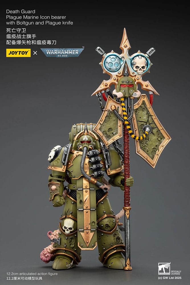 Warhammer 40,000 Actionfigur Death Guard Plague Marine Icon bearer with Boltgun and Plague knife 12 cm Image 1