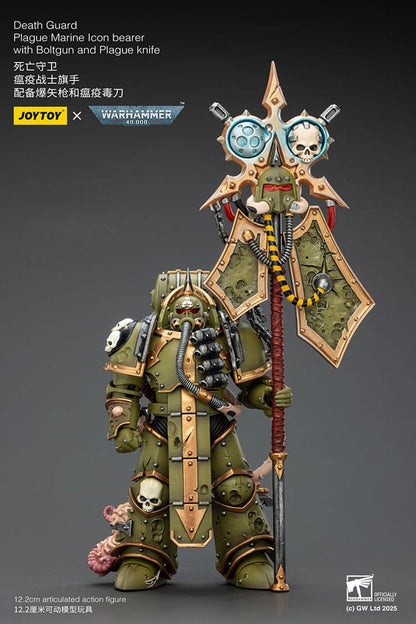 Warhammer 40,000 Actionfigur Death Guard Plague Marine Icon bearer with Boltgun and Plague knife 12 cm Image 1