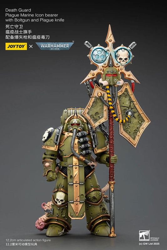 Warhammer 40,000 Actionfigur Death Guard Plague Marine Icon bearer with Boltgun and Plague knife 12 cm Image 1