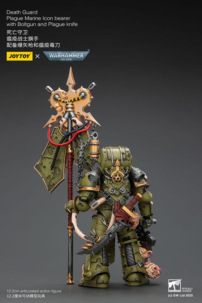 Warhammer 40,000 Actionfigur Death Guard Plague Marine Icon bearer with Boltgun and Plague knife 12 cm Image 3