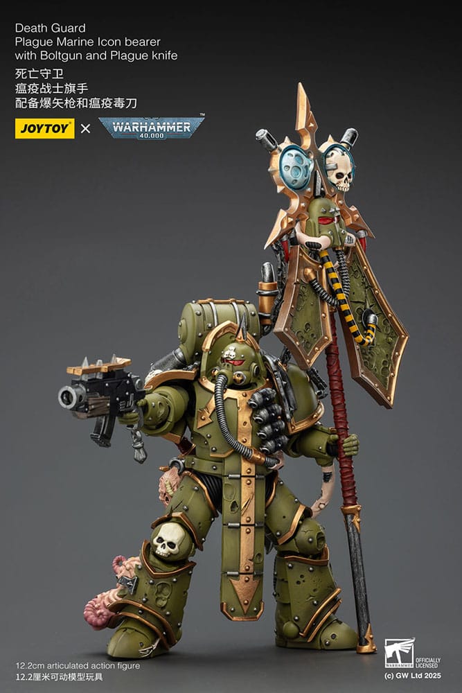 Warhammer 40,000 Actionfigur Death Guard Plague Marine Icon bearer with Boltgun and Plague knife 12 cm Image 4