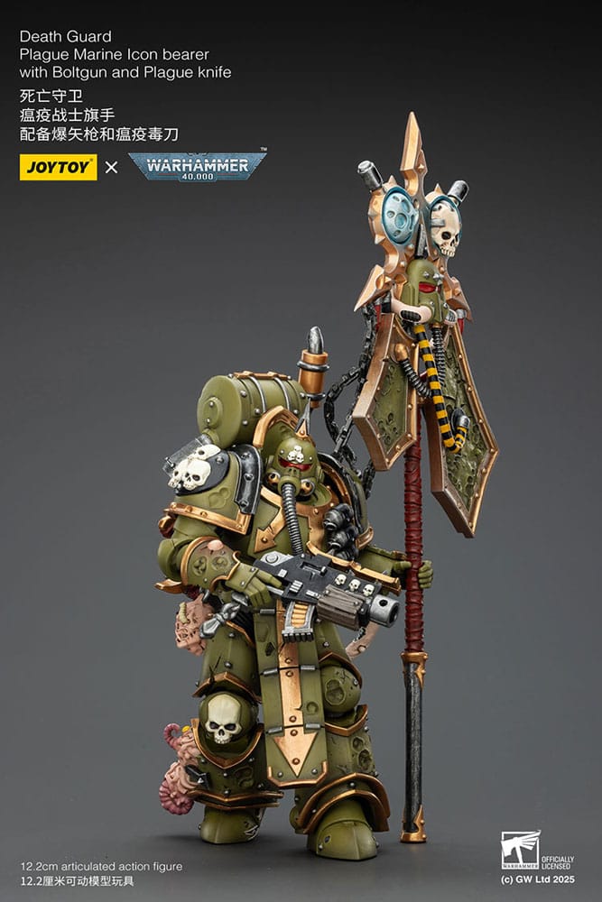 Warhammer 40,000 Actionfigur Death Guard Plague Marine Icon bearer with Boltgun and Plague knife 12 cm Image 5
