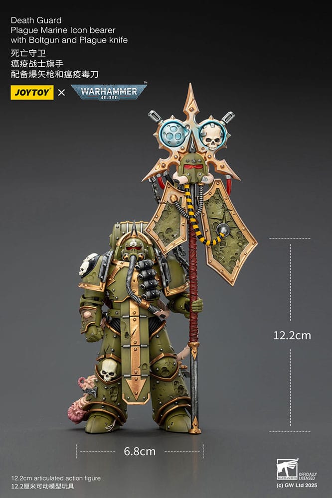 Warhammer 40,000 Actionfigur Death Guard Plague Marine Icon bearer with Boltgun and Plague knife 12 cm Image 6