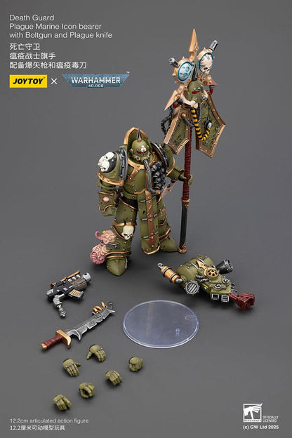 Warhammer 40,000 Actionfigur Death Guard Plague Marine Icon bearer with Boltgun and Plague knife 12 cm Image 7