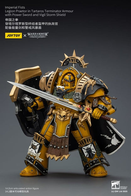 Warhammer Imperial Fists Actionfigur Legion Praetor in Tartaros Terminator Armourwith Power Sword and Vigil Storm Shield 14 cm Image 5