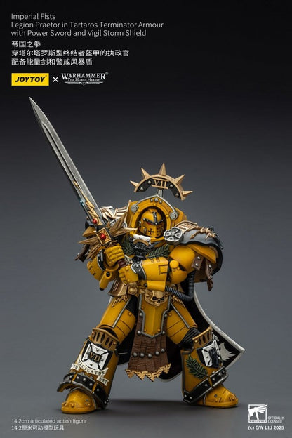 Warhammer Imperial Fists Actionfigur Legion Praetor in Tartaros Terminator Armourwith Power Sword and Vigil Storm Shield 14 cm Image 8