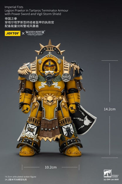 Warhammer Imperial Fists Actionfigur Legion Praetor in Tartaros Terminator Armourwith Power Sword and Vigil Storm Shield 14 cm Image 9