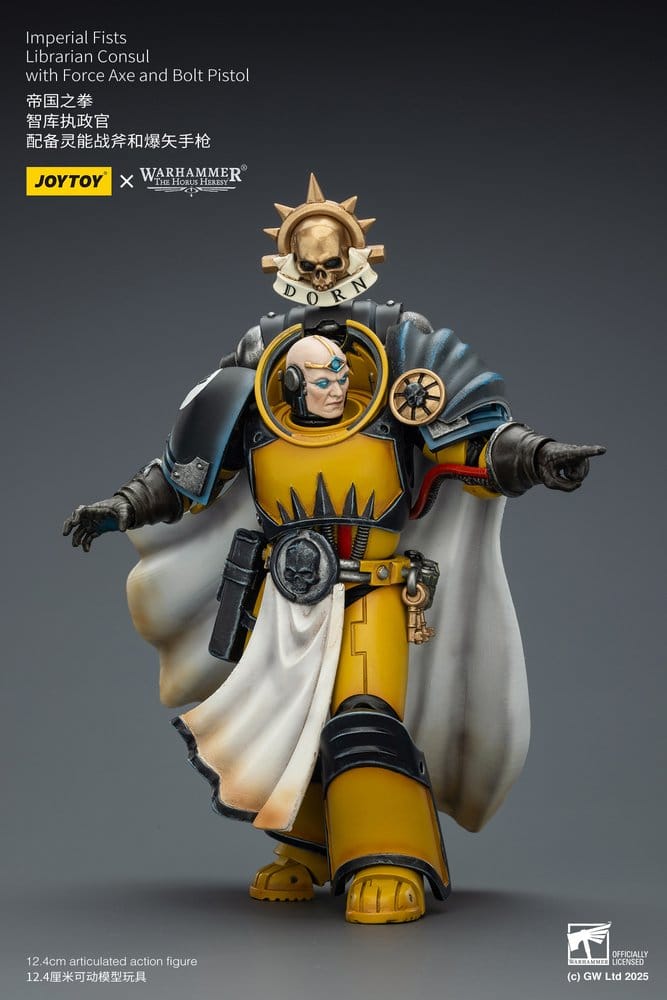 Warhammer Imperial Fists Actionfigur Librarian Consulwith Force Axe and Bolt Pistol 12 cm Image 2