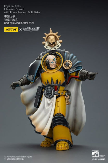 Warhammer Imperial Fists Actionfigur Librarian Consulwith Force Axe and Bolt Pistol 12 cm Image 2