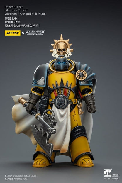 Warhammer Imperial Fists Actionfigur Librarian Consulwith Force Axe and Bolt Pistol 12 cm Image 3