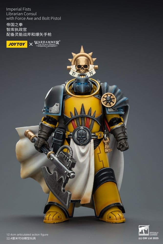 Warhammer Imperial Fists Actionfigur Librarian Consulwith Force Axe and Bolt Pistol 12 cm Image 3