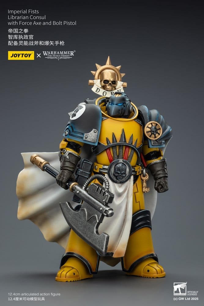 Warhammer Imperial Fists Actionfigur Librarian Consulwith Force Axe and Bolt Pistol 12 cm Image 4