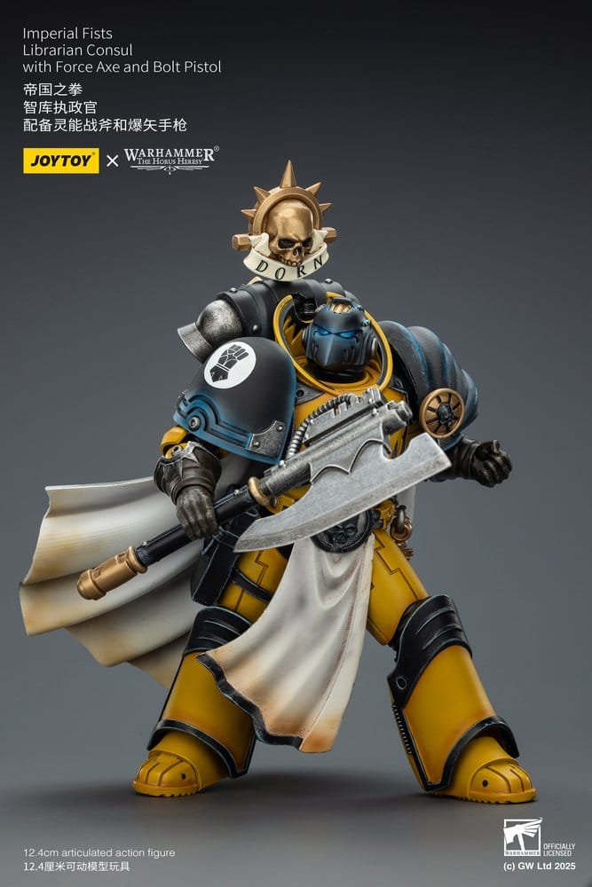 Warhammer Imperial Fists Actionfigur Librarian Consulwith Force Axe and Bolt Pistol 12 cm Image 6