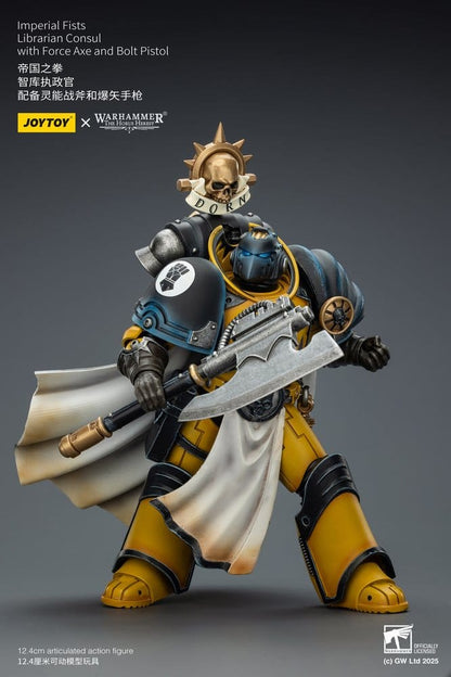 Warhammer Imperial Fists Actionfigur Librarian Consulwith Force Axe and Bolt Pistol 12 cm Image 6