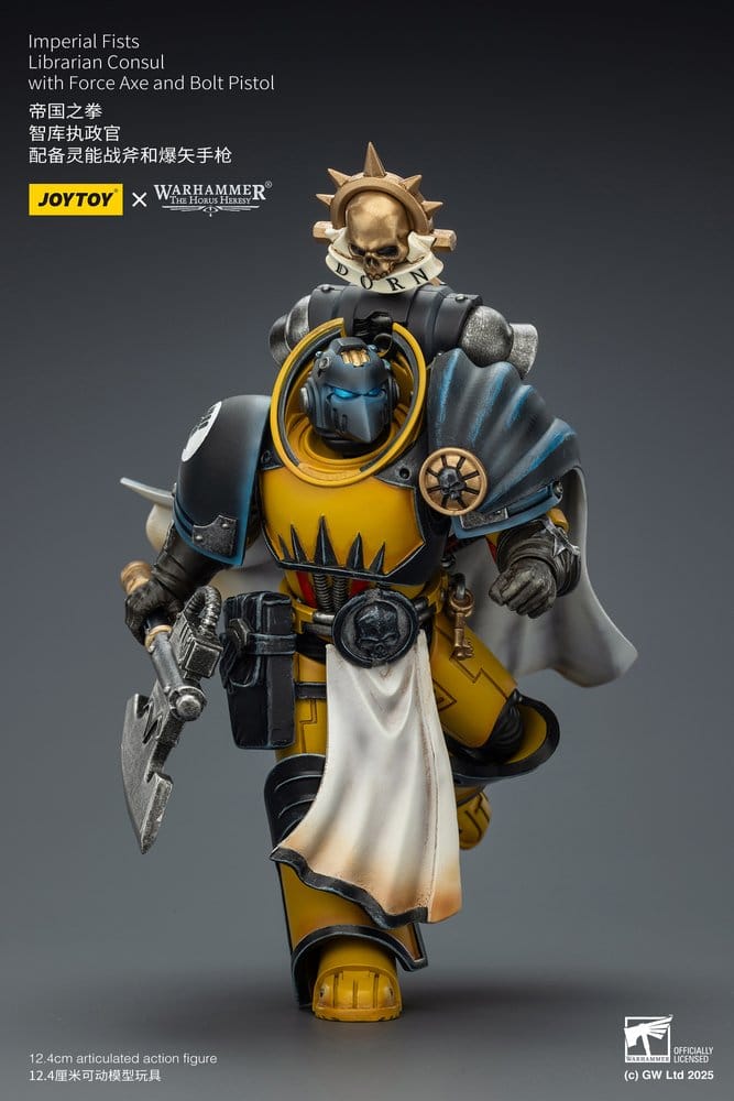 Warhammer Imperial Fists Actionfigur Librarian Consulwith Force Axe and Bolt Pistol 12 cm Image 7