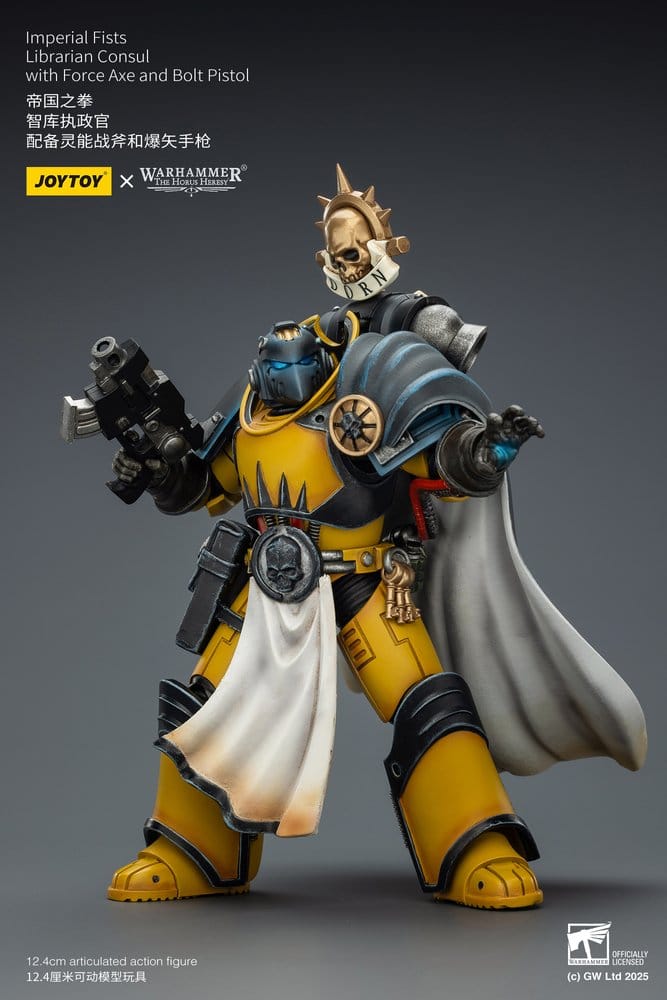 Warhammer Imperial Fists Actionfigur Librarian Consulwith Force Axe and Bolt Pistol 12 cm Image 10