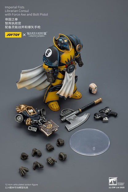 Warhammer Imperial Fists Actionfigur Librarian Consulwith Force Axe and Bolt Pistol 12 cm Image 11