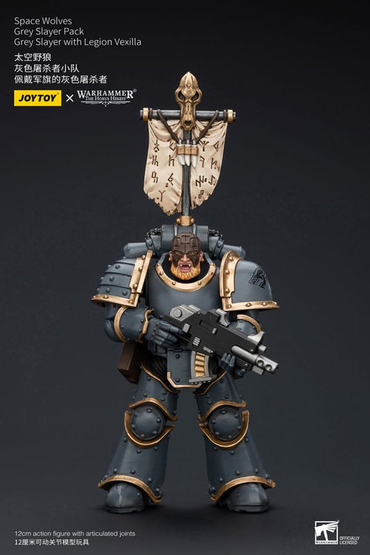 Warhammer The Horus Heresy Actionfigur 1/18 Space Wolves Grey Slayer Pack Grey Slayer With Legion Vexilla 12 cm Image 1