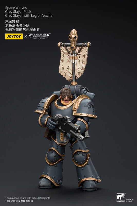Warhammer The Horus Heresy Actionfigur 1/18 Space Wolves Grey Slayer Pack Grey Slayer With Legion Vexilla 12 cm Image 2