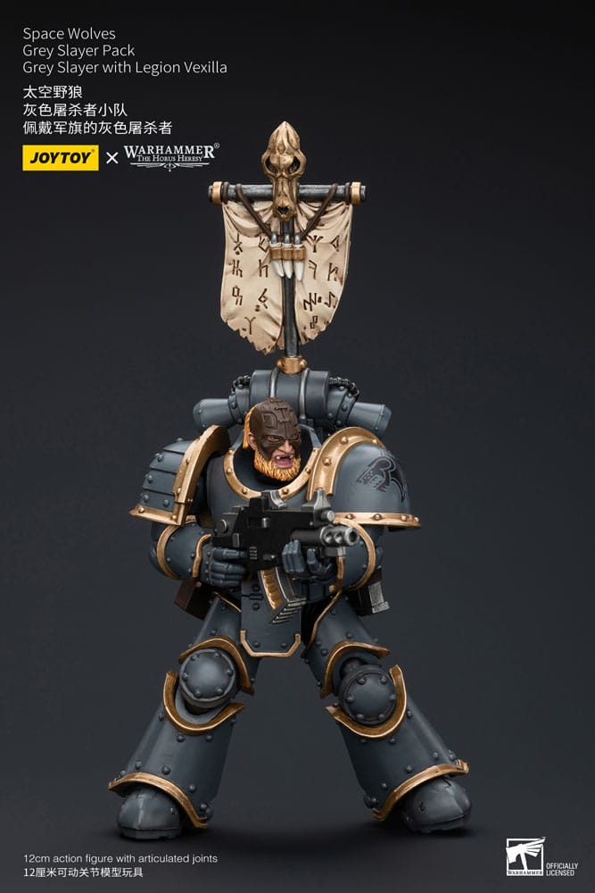 Warhammer The Horus Heresy Actionfigur 1/18 Space Wolves Grey Slayer Pack Grey Slayer With Legion Vexilla 12 cm Image 4
