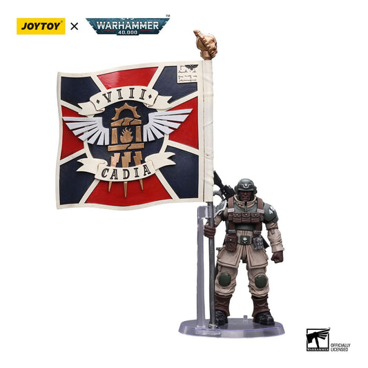 Warhammer 40k Actionfigur 1/18 Astra Militarum Cadian Command Squad Veteran with Regimental Standard 12 cm Image 2