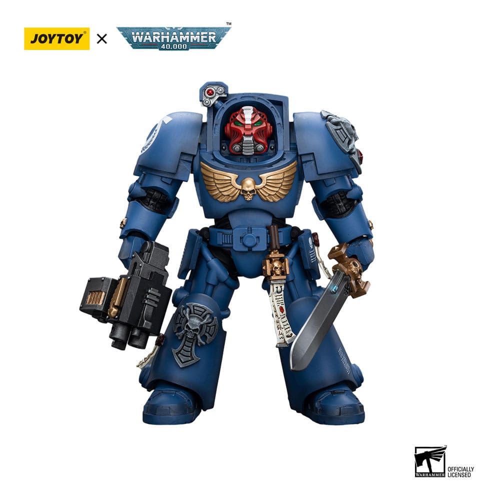 Warhammer 40k Actionfigur 1/18 Ultramarines Terminator Squad Sergeant with Power Sword and Teleport Homer 12 cm Image 1