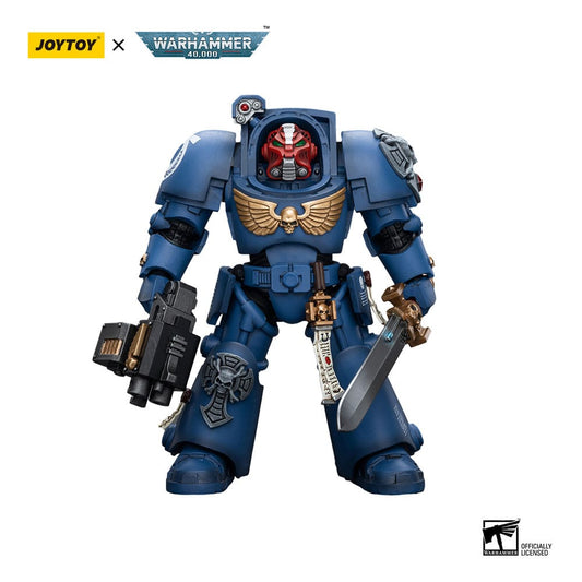 Warhammer 40k Actionfigur 1/18 Ultramarines Terminator Squad Sergeant with Power Sword and Teleport Homer 12 cm Image 1