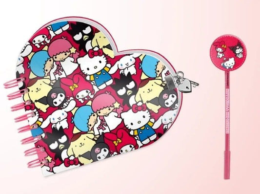Sanrio Heart Diary & Pen Geschenk-Set Hello Kitty Friends Multicolour Image
