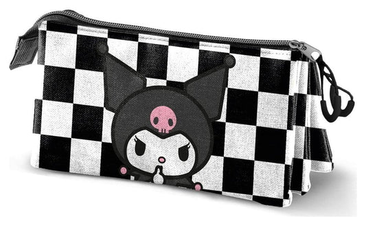 Sanrio Triple Federmäppchen Kuromi Black & White Image 1