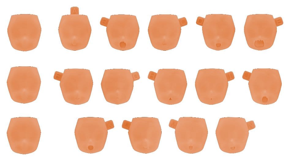 Megami Device M.S.G. Zubehör-Set für Plastic Model Kits 1/1 10 Face Set Puni Mofu 01 Skin Color E Image