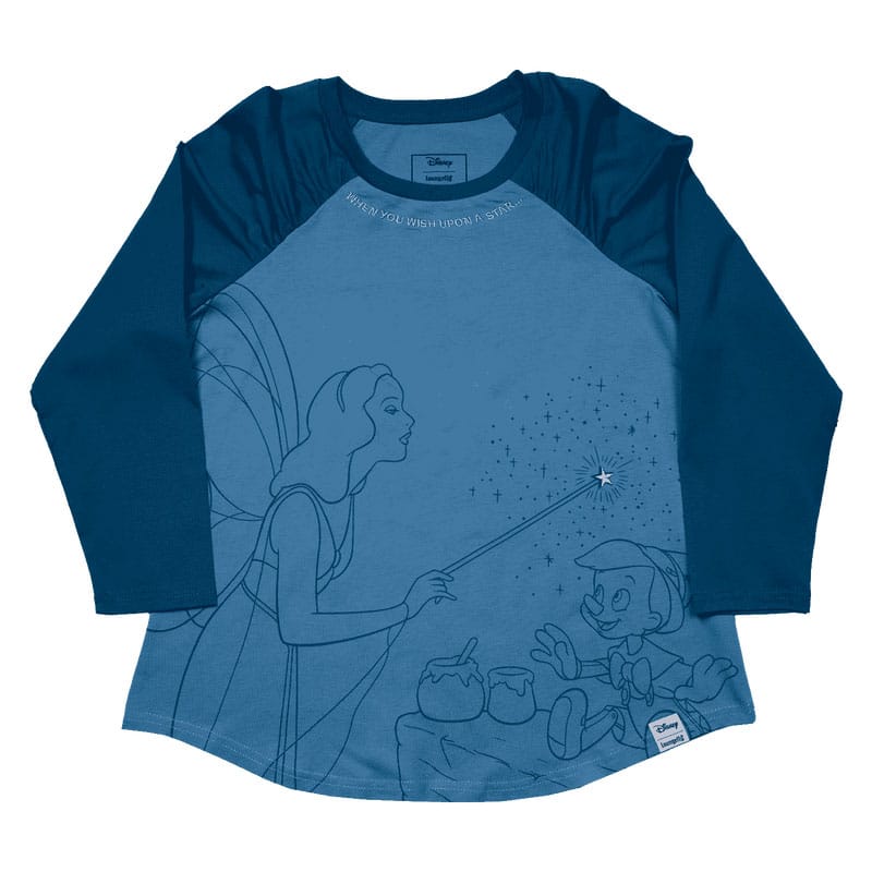 Pinocchio by Loungefly Tee T-Shirt Unisex Blue Fairy Shirred Raglan Größe XL Image 1