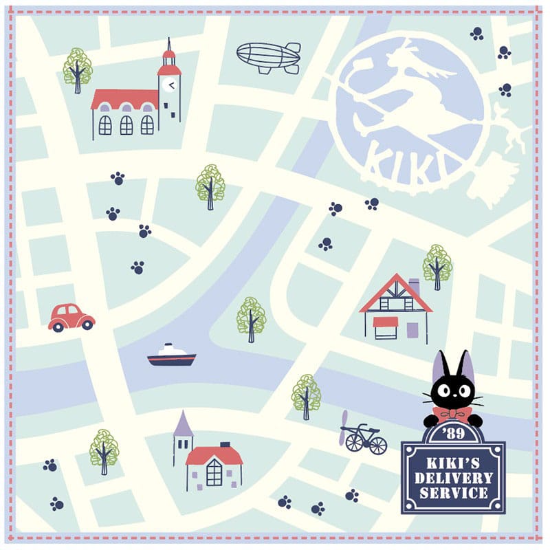 Studio Ghibli Mini-Handtuch Kikis kleiner Lieferservice City Map 25 x 25 cm Image