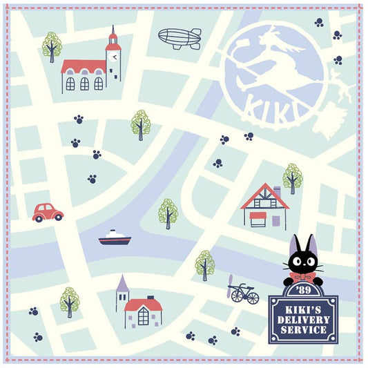 Studio Ghibli Mini-Handtuch Kikis kleiner Lieferservice City Map 25 x 25 cm Image