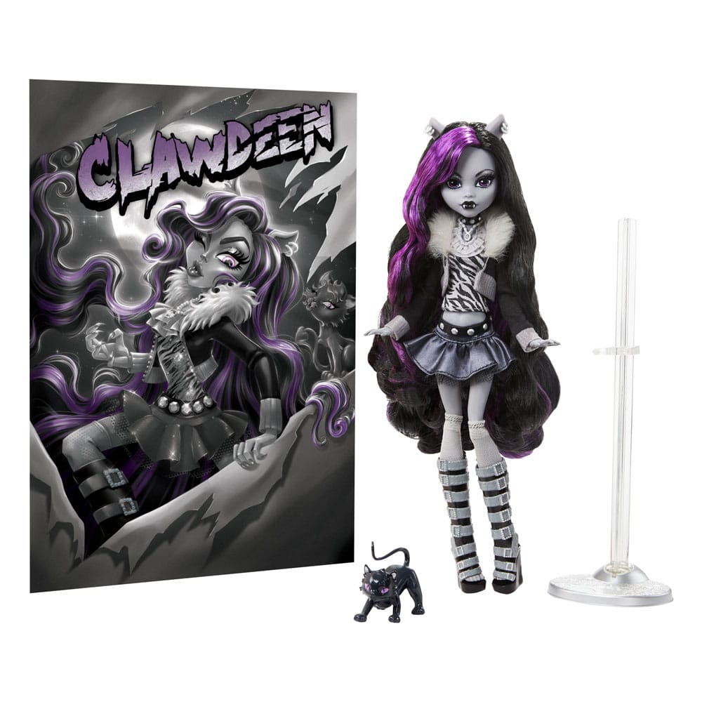 Monster High Reel Drama Puppe Clawdeen Wolf in Schwarzweiß Image 3