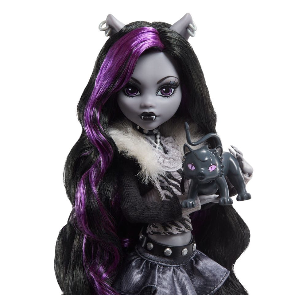 Monster High Reel Drama Puppe Clawdeen Wolf in Schwarzweiß Image 6