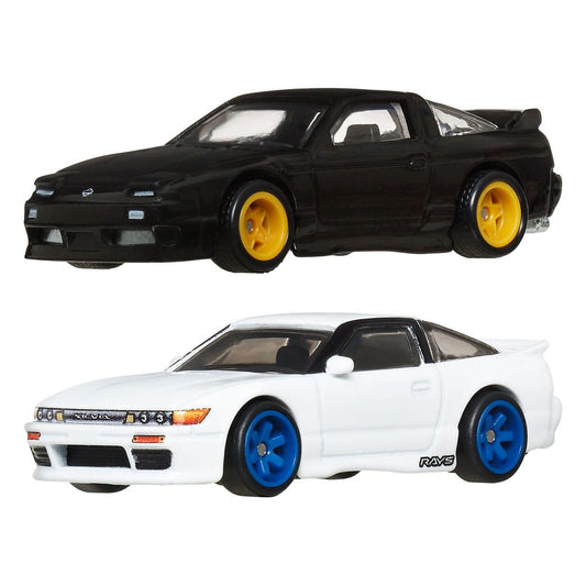 Hot Wheels Premium Car Culture Diecast Modellautos 2er-Pack 1/64 '96 Nissan 180SX Type X & Nissan SilEighty Image 1