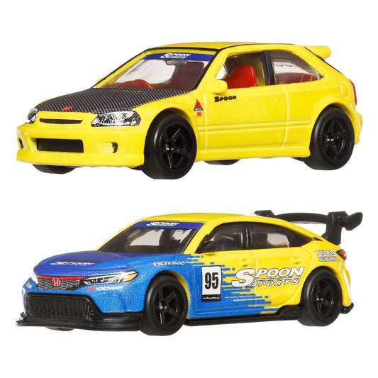 Hot Wheels Premium Car Culture Diecast Modellautos 2er-Pack 1/64 '99 Honda Civic Type R (EK9) & Honda Civic Type R Image 1